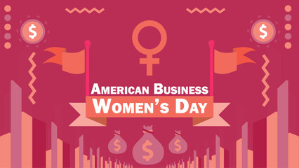 American Business women's  Day vector banner design. Happy American Business women's  Day modern minimal graphic poster illustration.