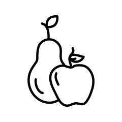 Apple and pear line icon. Pear and apple with leaf outline vector icon. on white background..eps