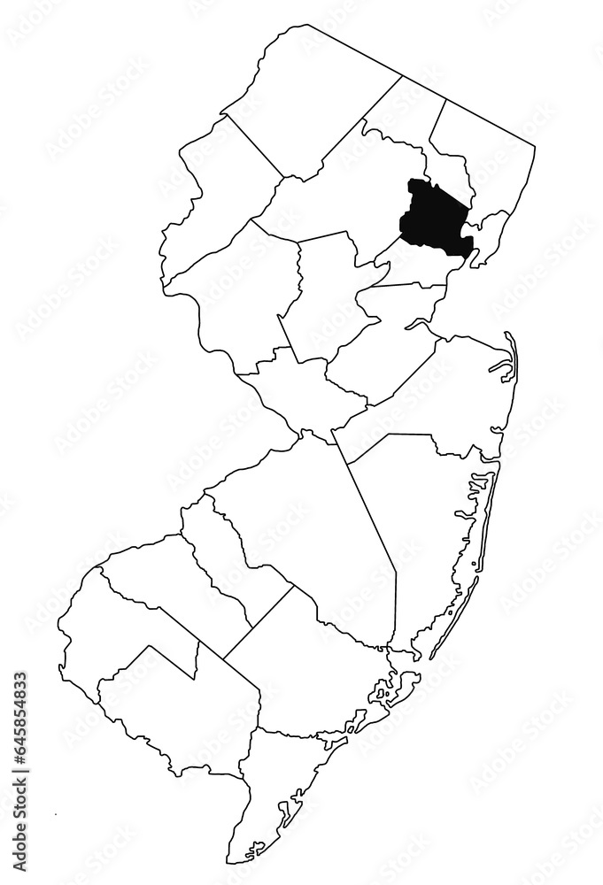 Wall mural Map of Essex County in new jersey state on white background. single County map highlighted by black colour on new jersey map .