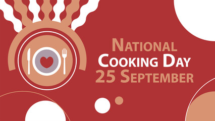 Obraz premium National Cooking Day vector banner design. Happy National Cooking Day modern minimal graphic poster illustration.