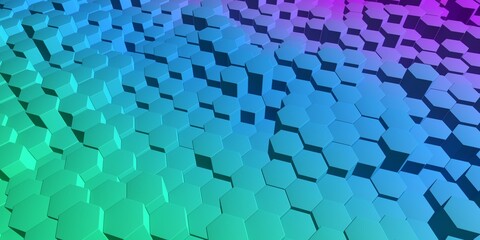 Colorful Array of Hexagonal Cubes. Background Pattern Texture