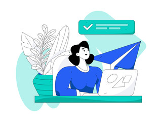 Business People Flat Vector Concept Operation Hand Drawn Illustration
