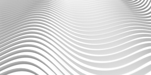 Fototapeta na wymiar White abstract background with waves band surface
