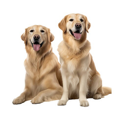 2 playful golden retrievers isolated on white