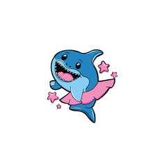 kawaii style shark wearing tutu cartoon character, shark as a ballerina