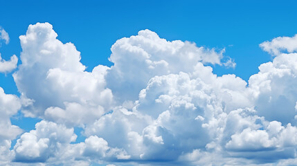 Naklejka na ściany i meble Cloudscape, blue sky background with cumulus clouds
