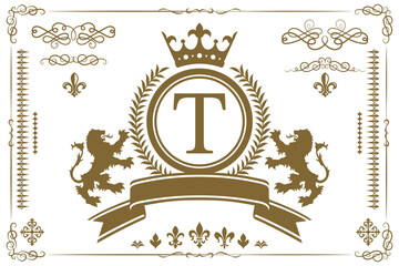 紋章ライオンイニシャルロゴ