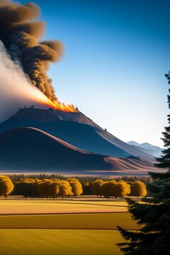 scattering fire, fire spewing volcano, fiery, fire-spitting, volcanic irruption 