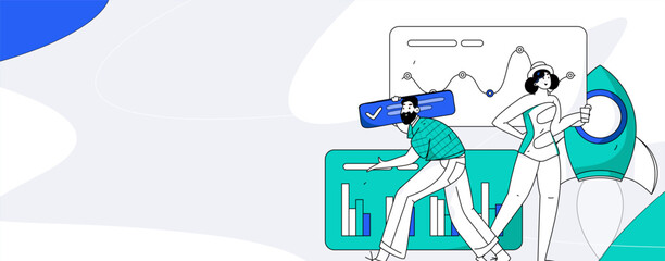 Business People Flat Vector Concept Operation Hand Drawn Illustration
