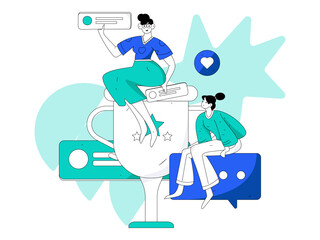 Business People Flat Vector Concept Operation Hand Drawn Illustration
