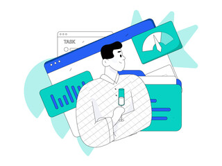 Business People Flat Vector Concept Operation Hand Drawn Illustration
