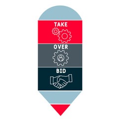 TOB - Take Over Bid acronym. business concept background.  vector illustration concept with keywords and icons. lettering illustration with icons for web banner, flyer, landing