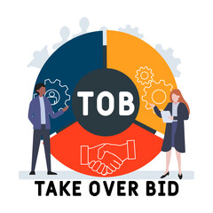 TOB - Take Over Bid acronym. business concept background.  vector illustration concept with keywords and icons. lettering illustration with icons for web banner, flyer, landing