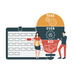 TOB - Take Over Bid acronym. business concept background.  vector illustration concept with keywords and icons. lettering illustration with icons for web banner, flyer, landing