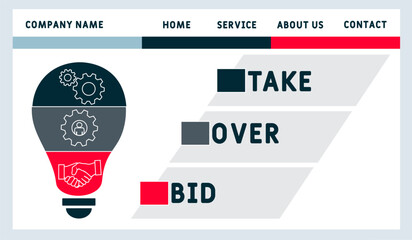 TOB - Take Over Bid acronym. business concept background.  vector illustration concept with keywords and icons. lettering illustration with icons for web banner, flyer, landing