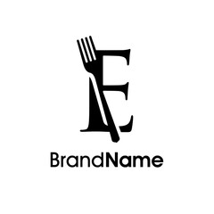 Elegant Initial E Fork Logo