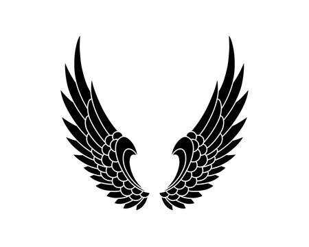 Vector silhouette of angel wings illustration