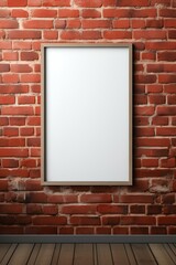 Empty picture frame on brick wall, red brick wall background for living room interior. generative AI