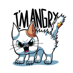 vector illustration depicting an angry cat, this image is great for stickers, t-shirt designs, and more.