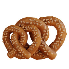 3d illustration bunch of pretzels