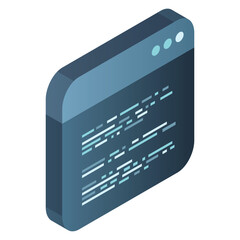 Source code isometric. Abstract programming language and program code on a screen. Vector illustration