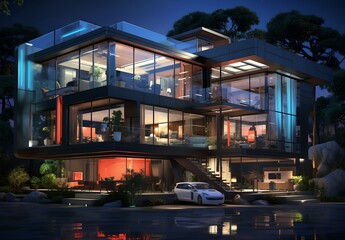 Fototapeta premium Glass house, generative AI