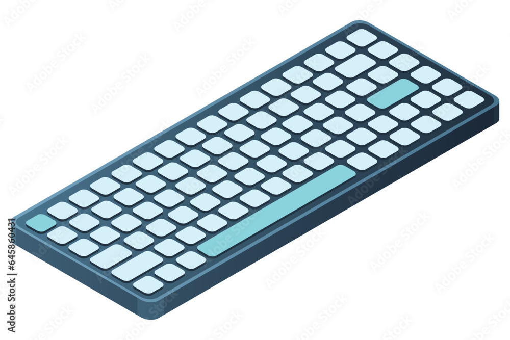 Poster Isometric computer keyboard. Personal computer hardware components. Modern computer keyboard. Vector illustration