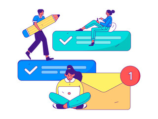 Business People Flat Vector Concept Operation Hand Drawn Illustration
