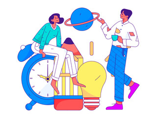 Business People Flat Vector Concept Operation Hand Drawn Illustration
