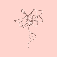 Vector.One Line.Flower.Logo. In a minimalistic simple linear style. Vector emblems and Badges with and flowers. Icon for Studio a nail and hair salon, Spa. Printing for textiles. Web design. 