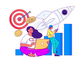 Business People Flat Vector Concept Operation Hand Drawn Illustration
