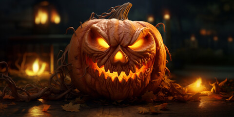 Scary Halloween pumpkin, spooky halloween season, Jack O Lantern