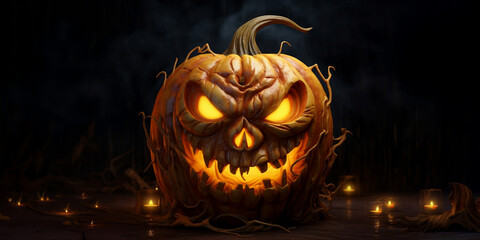 Scary Halloween pumpkin, spooky halloween season, Jack O Lantern