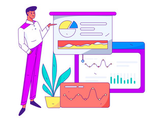 Business People Flat Vector Concept Operation Hand Drawn Illustration
