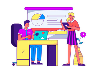 Business People Flat Vector Concept Operation Hand Drawn Illustration
