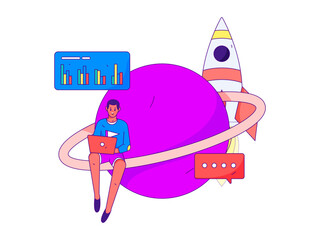 Business People Flat Vector Concept Operation Hand Drawn Illustration
