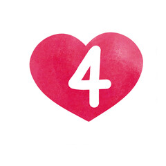 red heart with number