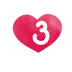 red heart with number