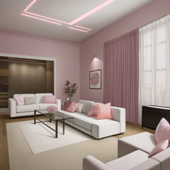 Naklejka na ściany i meble modern living room,with pink sofa