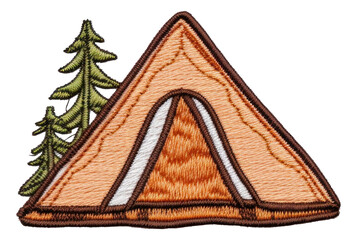 Outdoor camping tent embroidery patch isolated. - obrazy, fototapety, plakaty