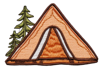 Outdoor camping tent embroidery patch isolated.
