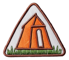 Outdoor camping tent embroidery patch isolated.