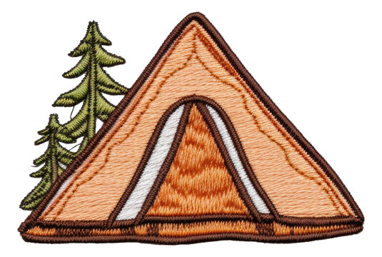 Outdoor camping tent embroidery patch isolated.