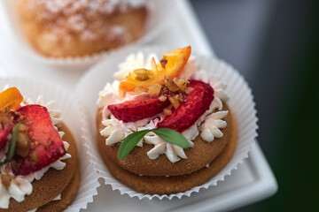 Strawberry cake on a plate