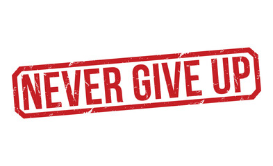 Never Give Up rubber stamp vector illustration on white background.