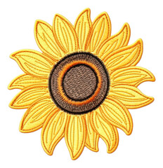 Sunflower embroidery patch isolated.