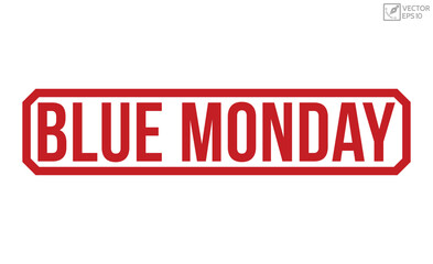 Blue Monday Red Rubber Stamp vector design.