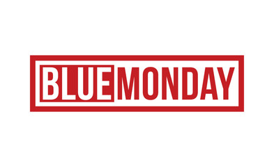 Blue Monday Red Rubber Stamp vector design.