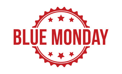 Blue Monday stamp red rubber stamp on white background. Blue Monday stamp sign. Blue Monday stamp.