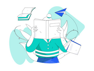 Character reading quietly vector concept operation hand drawn illustration